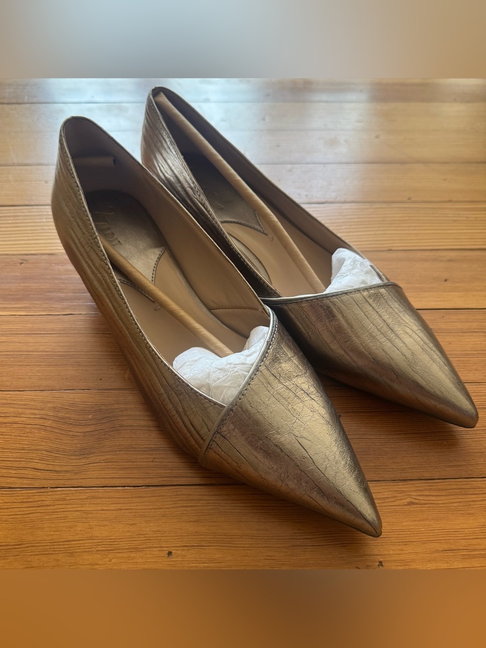 Naturalizer 27 Edit Pewter Leather Nova Kitten Heels Point Toe 8.5M NIB/NWT
